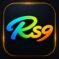 Rs9 Game colorful neon logo with glowing golden border on dark background